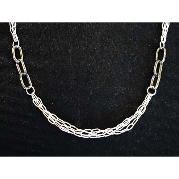 Itaor Designer Oval Station Link Chain Necklace 14k White Gold 32" - Picture 2 of 5